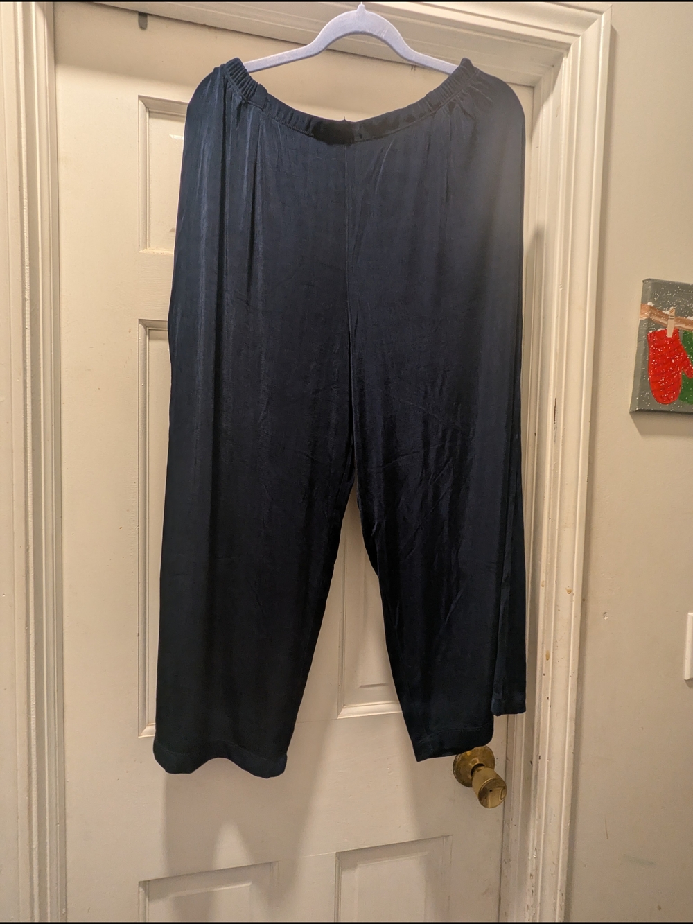 Relaxed Navy Wide-Leg Pull-On Pants
